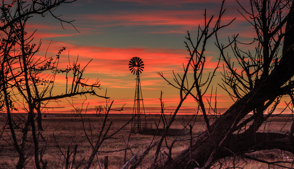 Windmill at Sunset, Cheyenne Bottoms, Ks.